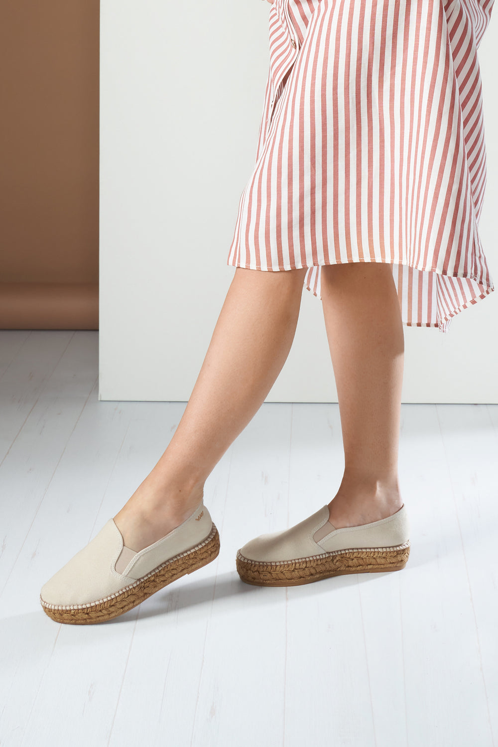 Castell Beige Canvas Slip On Women Espadrille Flatfrom Legs