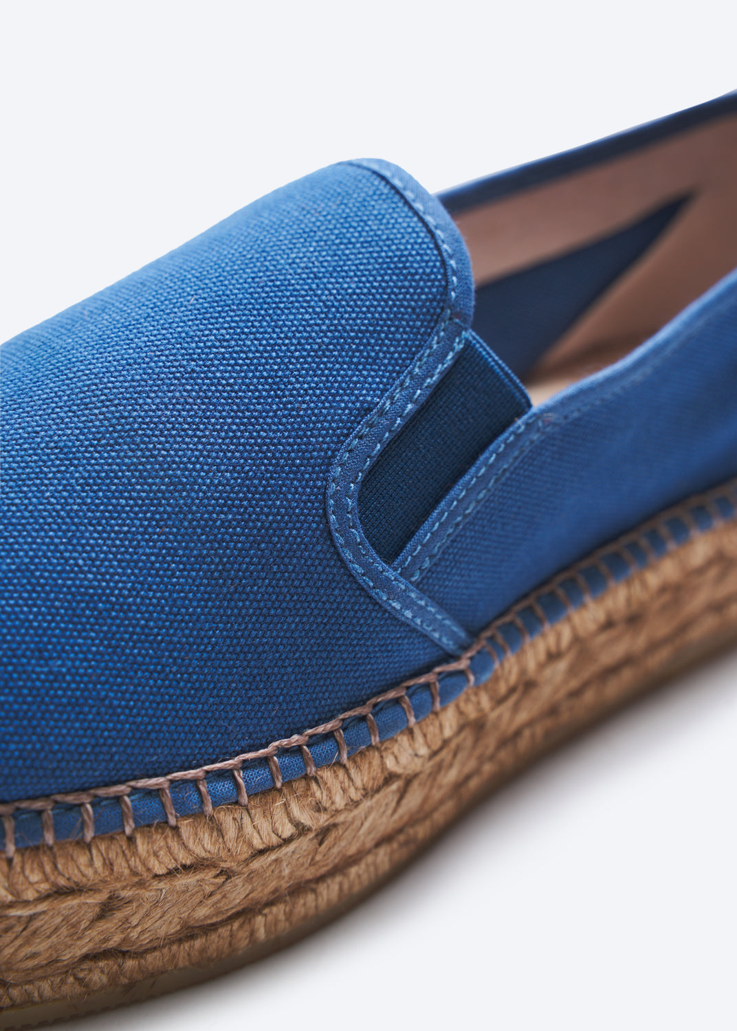 Castell Denim Canvas Slip On Women Espadrille Flatform Elastic Closed Toe Detail