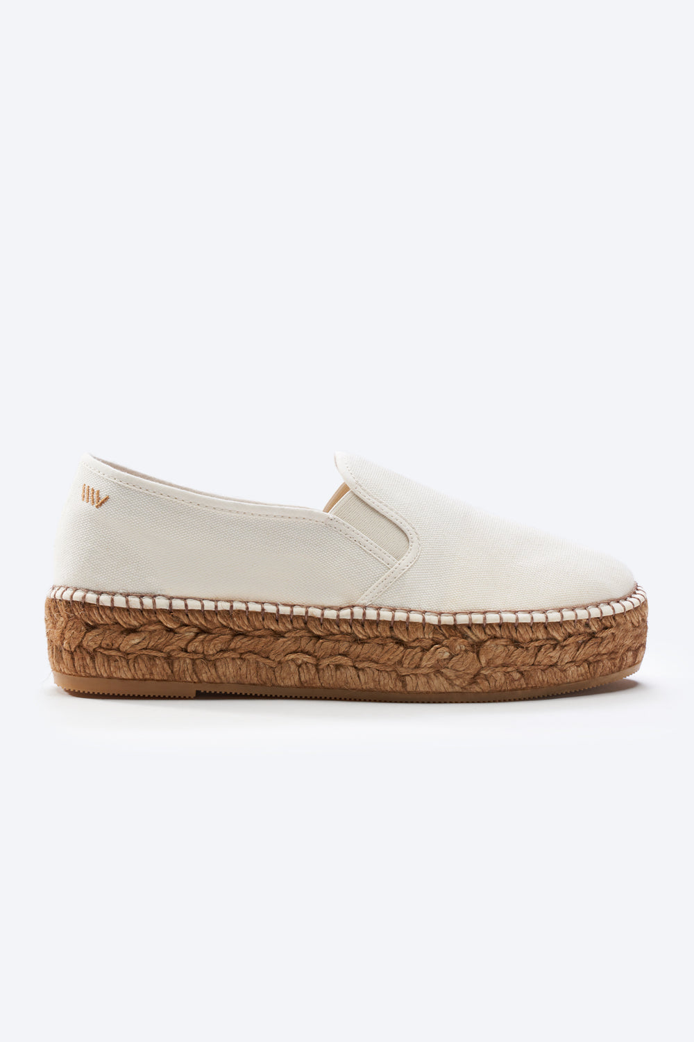 Castell Ivory Canvas Slip On Women Espadrille Flatform