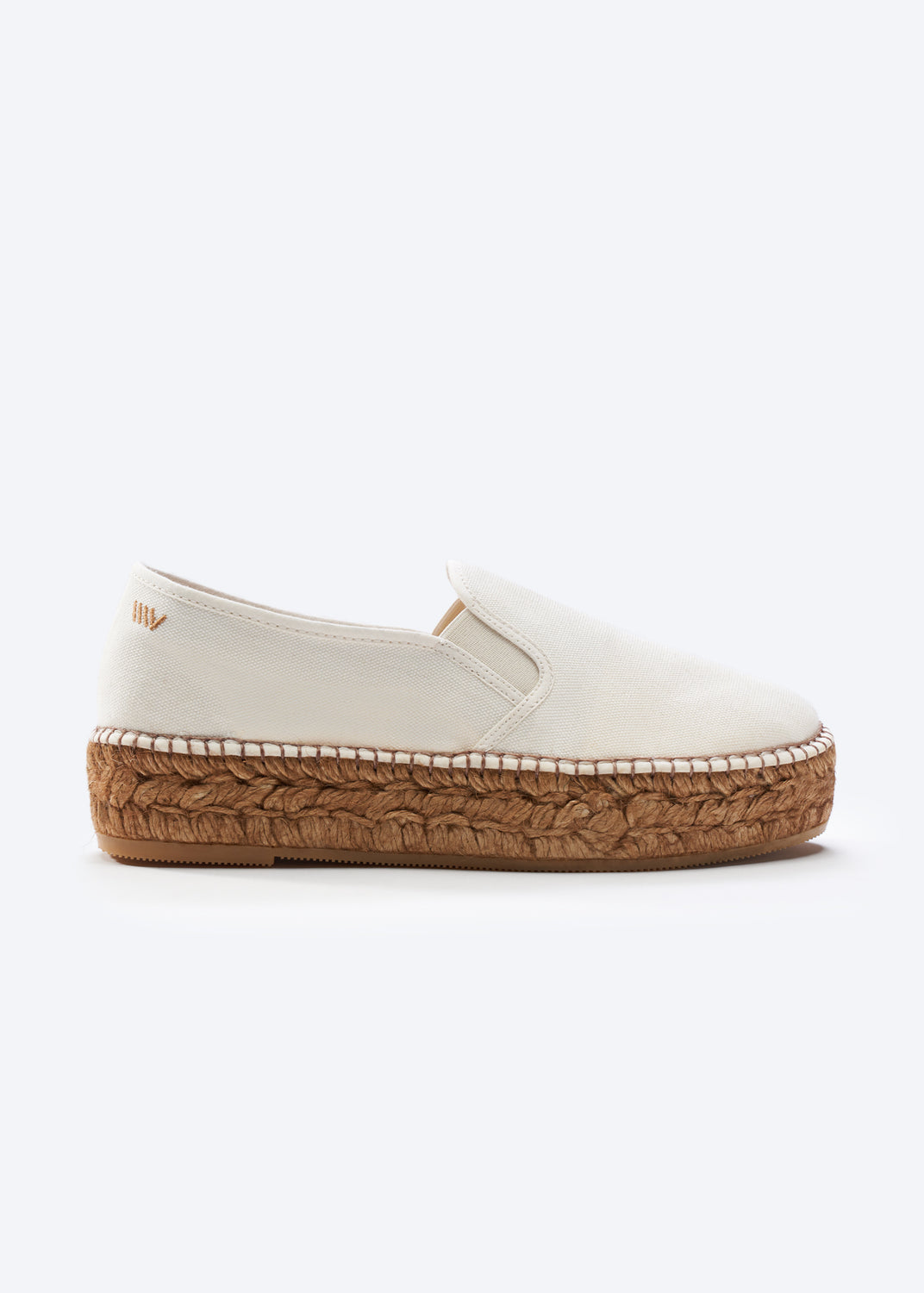 Castell Ivory Canvas Slip On Women Espadrille Flatform