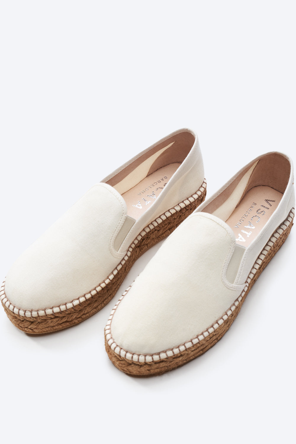 Castell Ivory Canvas Slip On Women Espadrille Flats