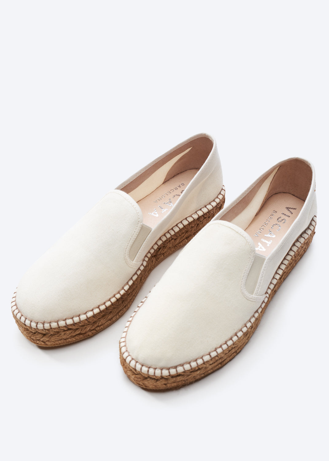 Castell Ivory Canvas Slip On Women Espadrille Flats
