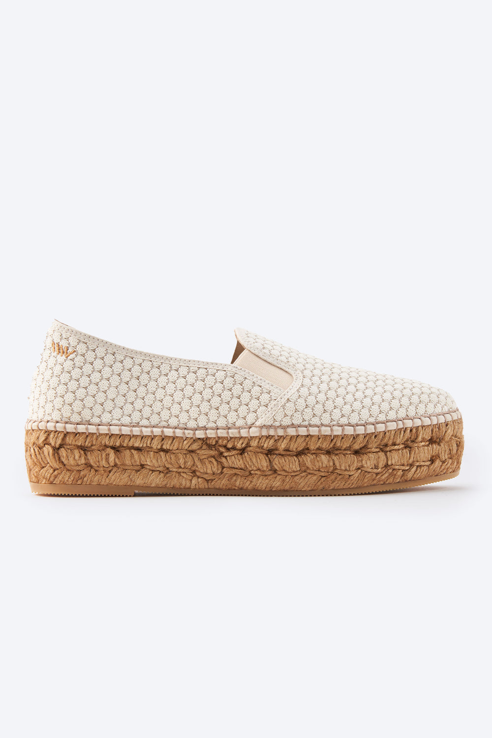 Castell Limited Edition White Mesh Canvas Slip On Women Espadrille Flats