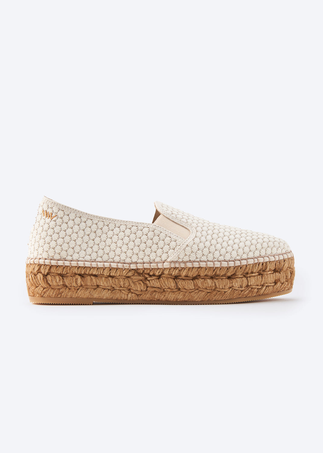 Castell Limited Edition White Mesh Canvas Slip On Women Espadrille Flats