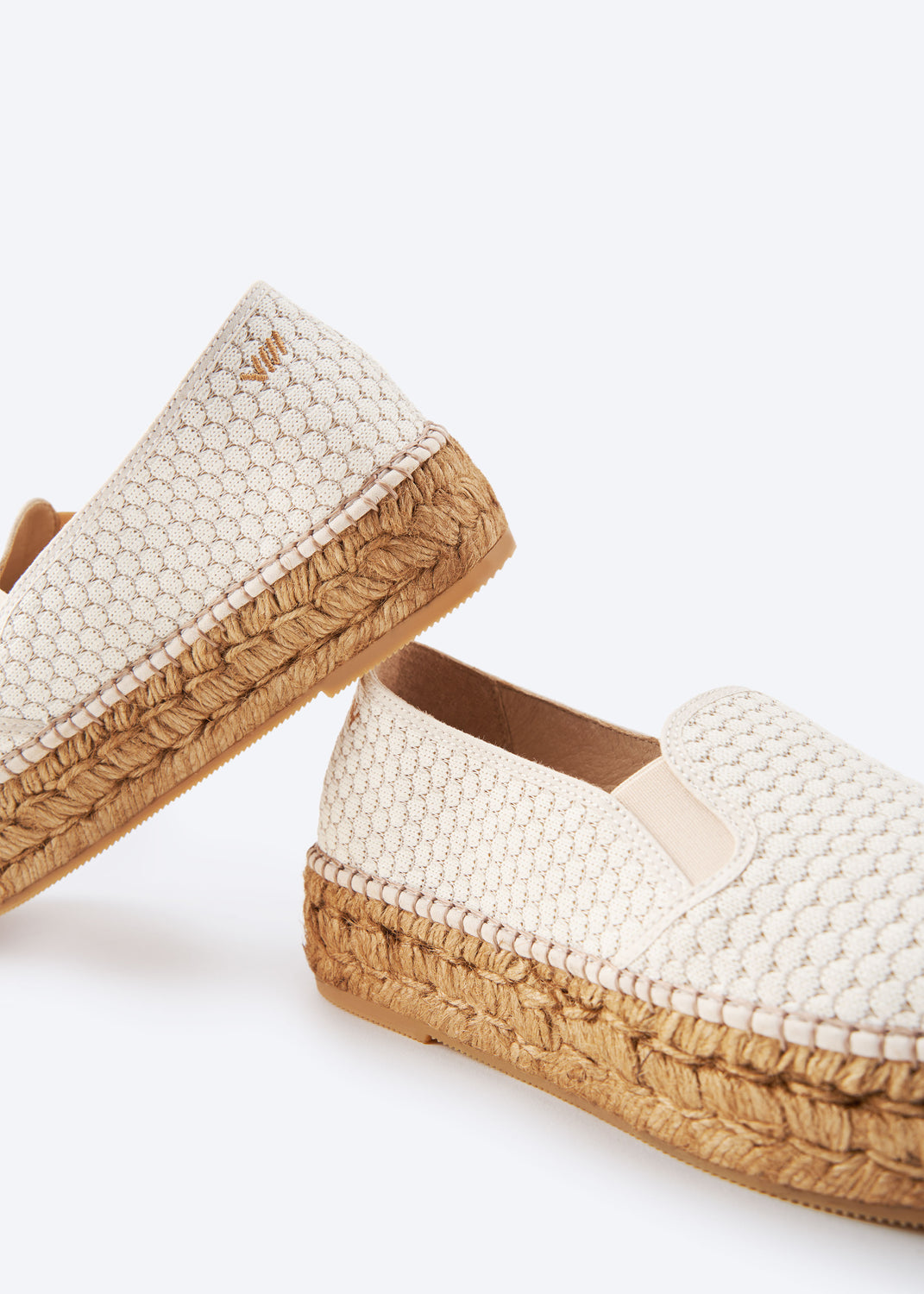 Castell Limited Edition White Mesh Canvas Slip On Women Espadrille Flats Back Detail