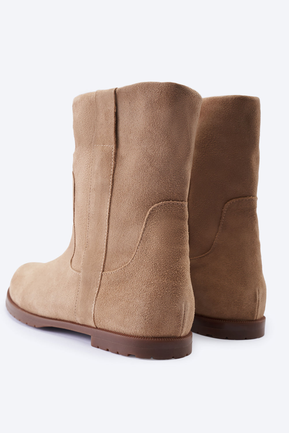 Cremona Camel Suede Women Flat Boots Back View