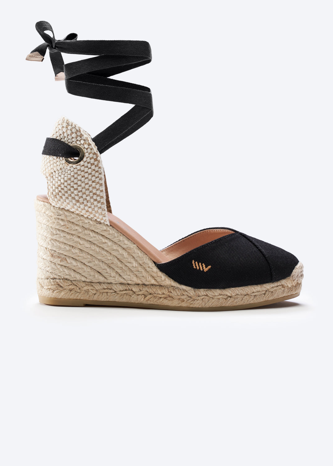 Culip Black Canvas Lace Up Women Espadrille Wedge