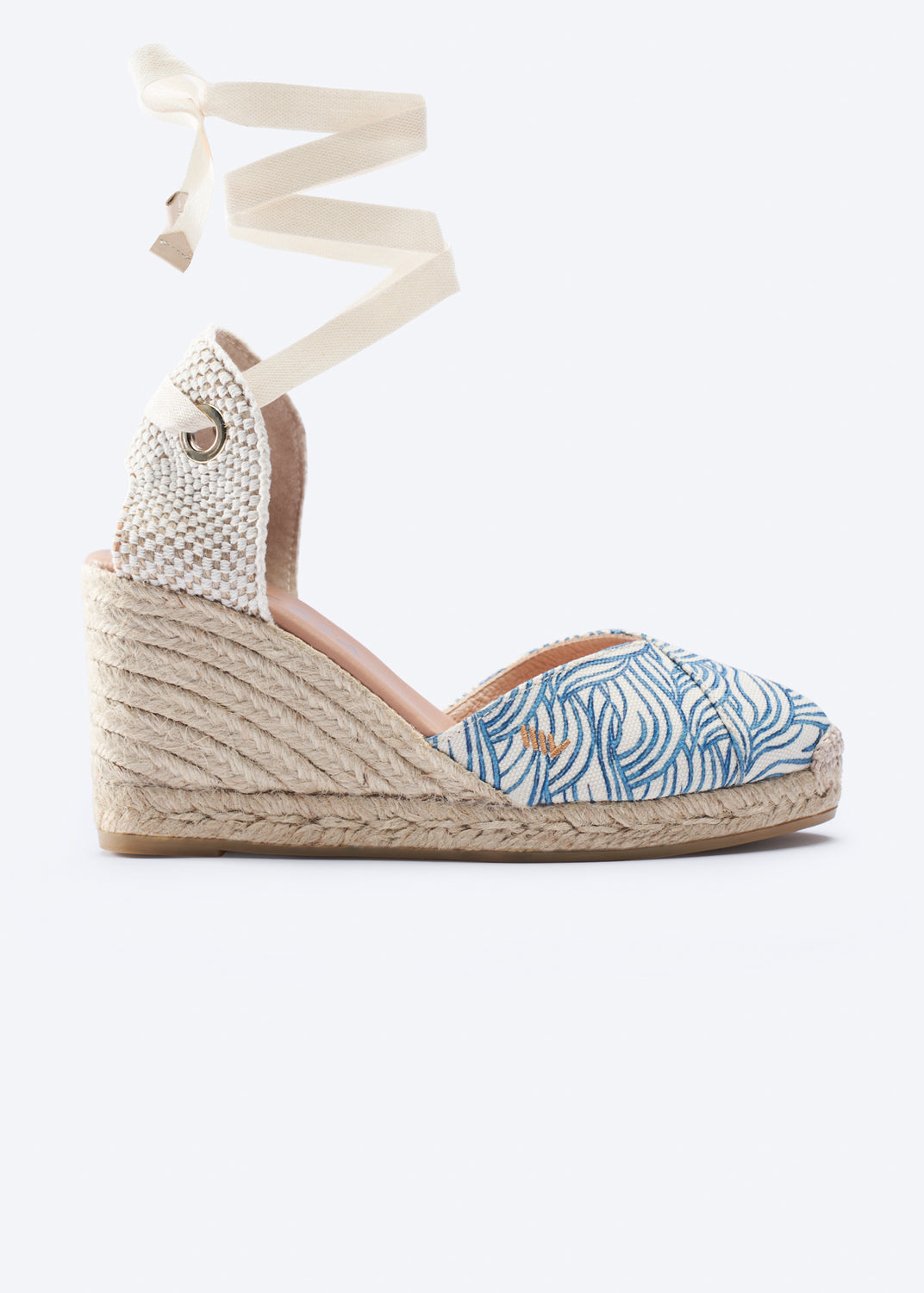 Culip Limited Edition Ocean Waves Canvas Lace Up Women Espadrille Wedge