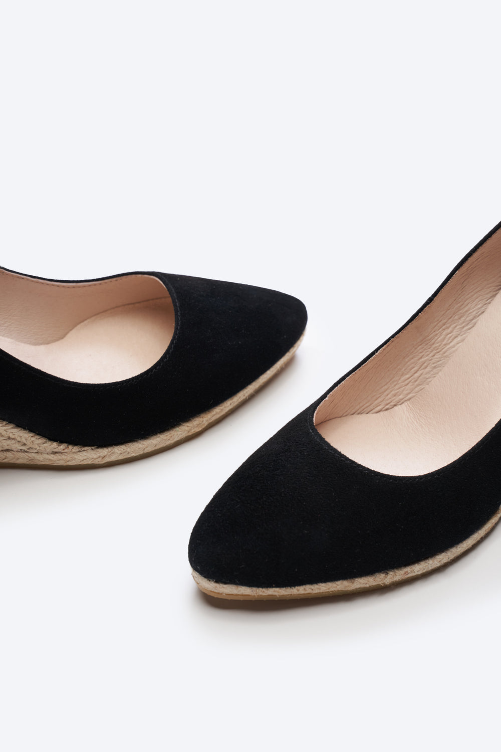 Roses Black Canvas Slip On Women Espadrille Wedges U Cut Closed Toe Detail