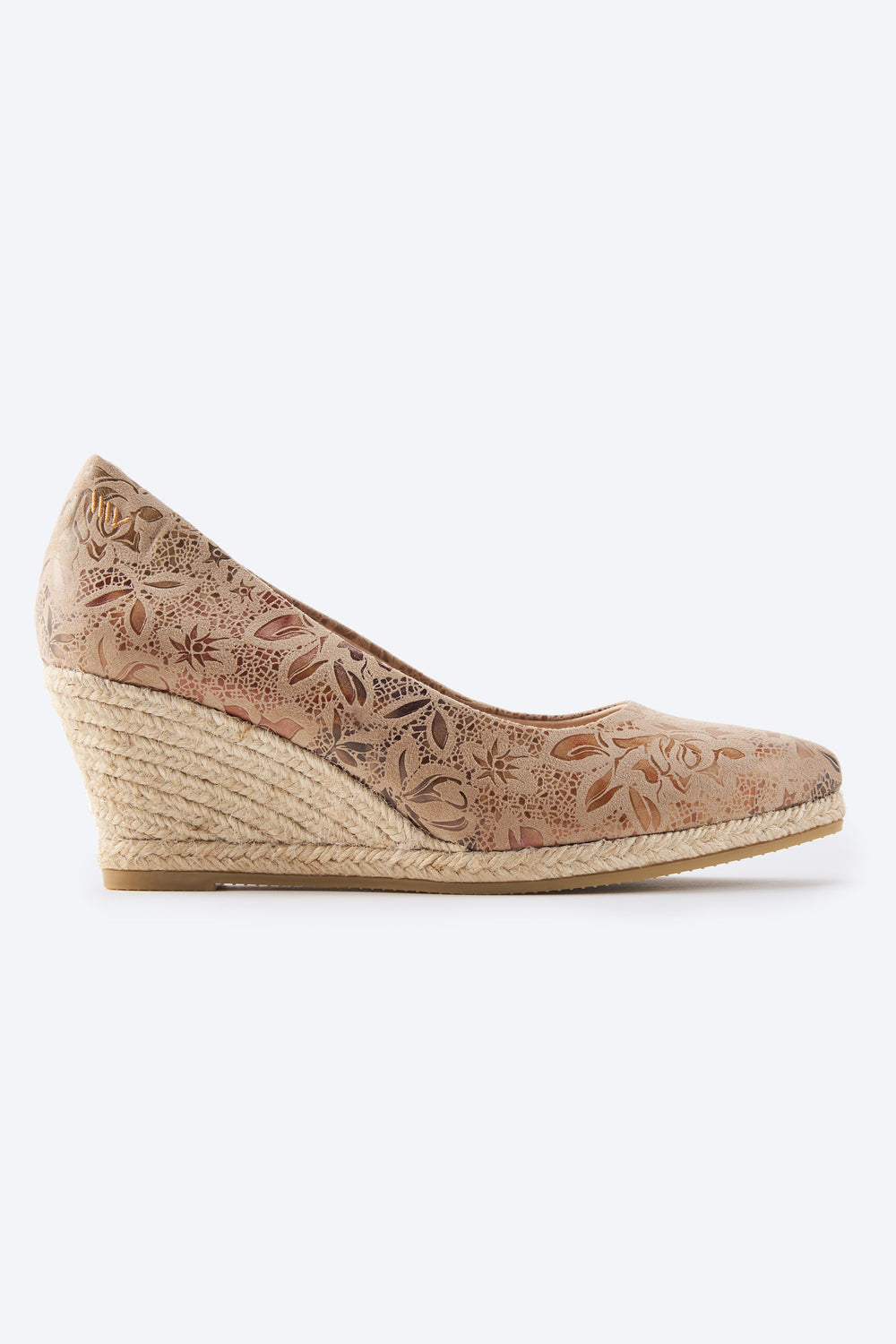 Roses U Cut Limited Edition Floral Jacquard Print Canvas Slip On Women Espadrille Medium Wedge