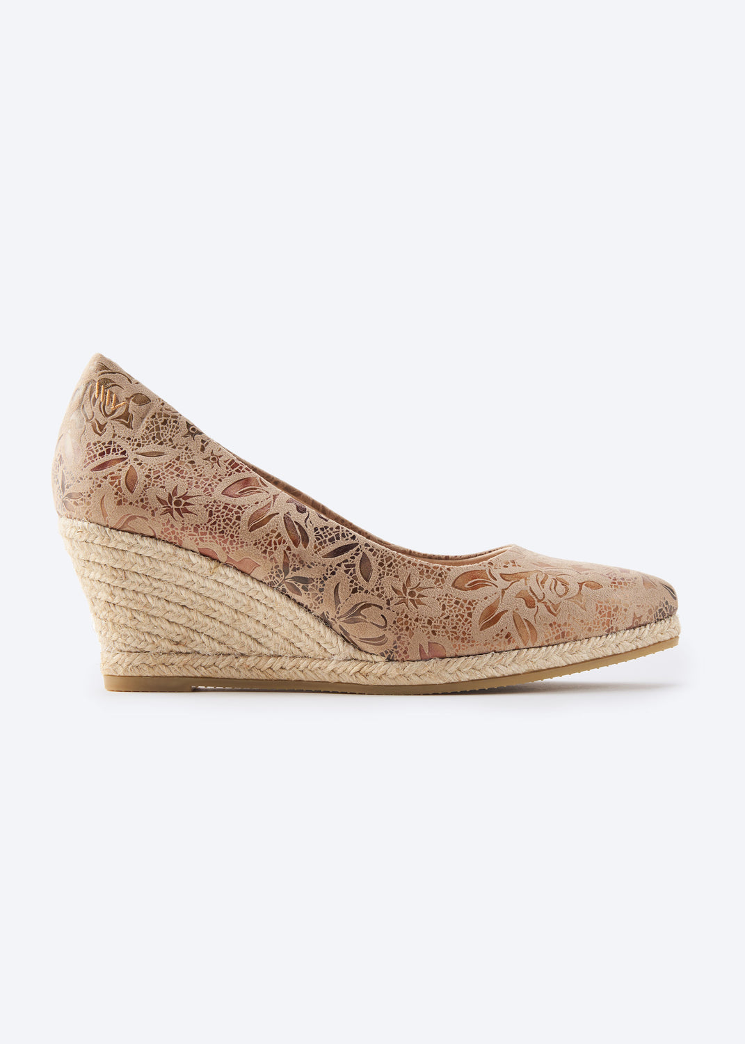 Roses U Cut Limited Edition Floral Jacquard Print Canvas Slip On Women Espadrille Medium Wedge