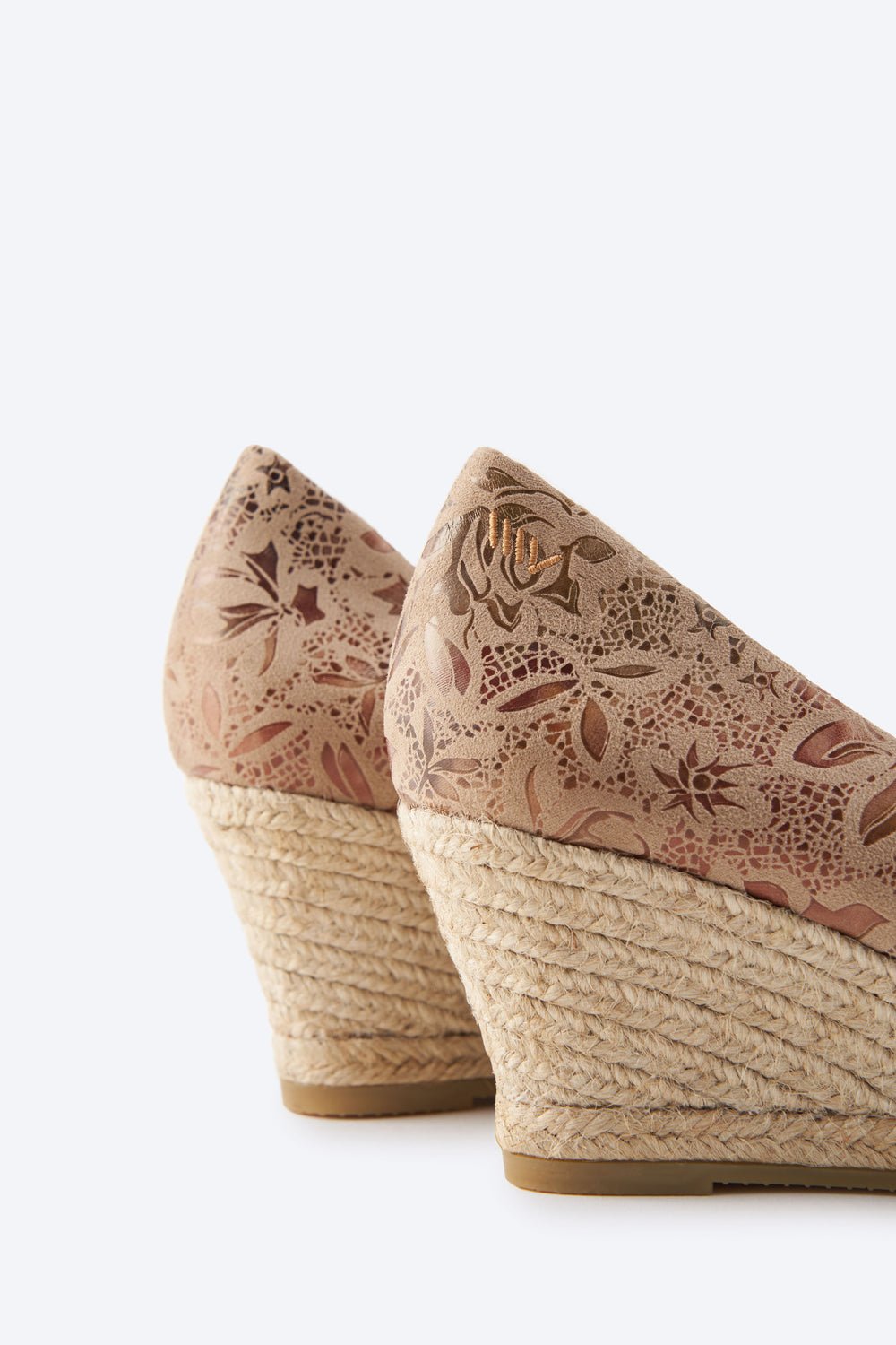 Roses U Cut Limited Edition Floral Jacquard Print Canvas Slip On Women Espadrille Medium Heel Wedges Back Details
