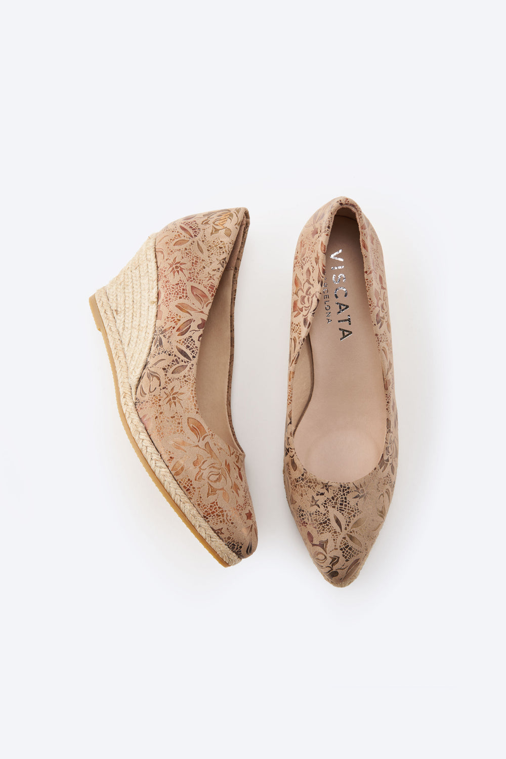 Roses U Cut Limited Edition Floral Jacquard Copper Print Canvas Slip On Women Espadrille Medium Wedges