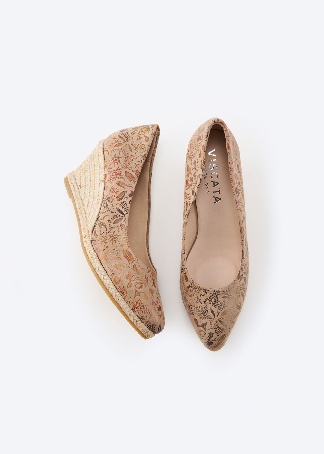 Roses U Cut Limited Edition Floral Jacquard Copper Print Canvas Slip On Women Espadrille Medium Wedges