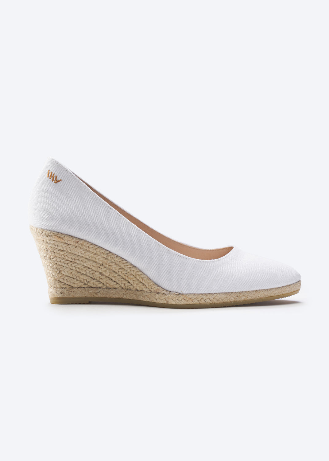 Roses U Cut Limited Edition White Canvas Slip On Women Espadrille Wedge