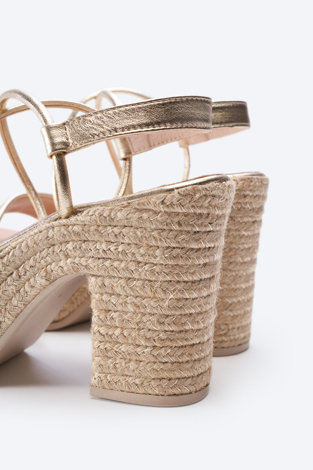 Elia Gold Leather Women Espadrille Sandal Heels Back Detail