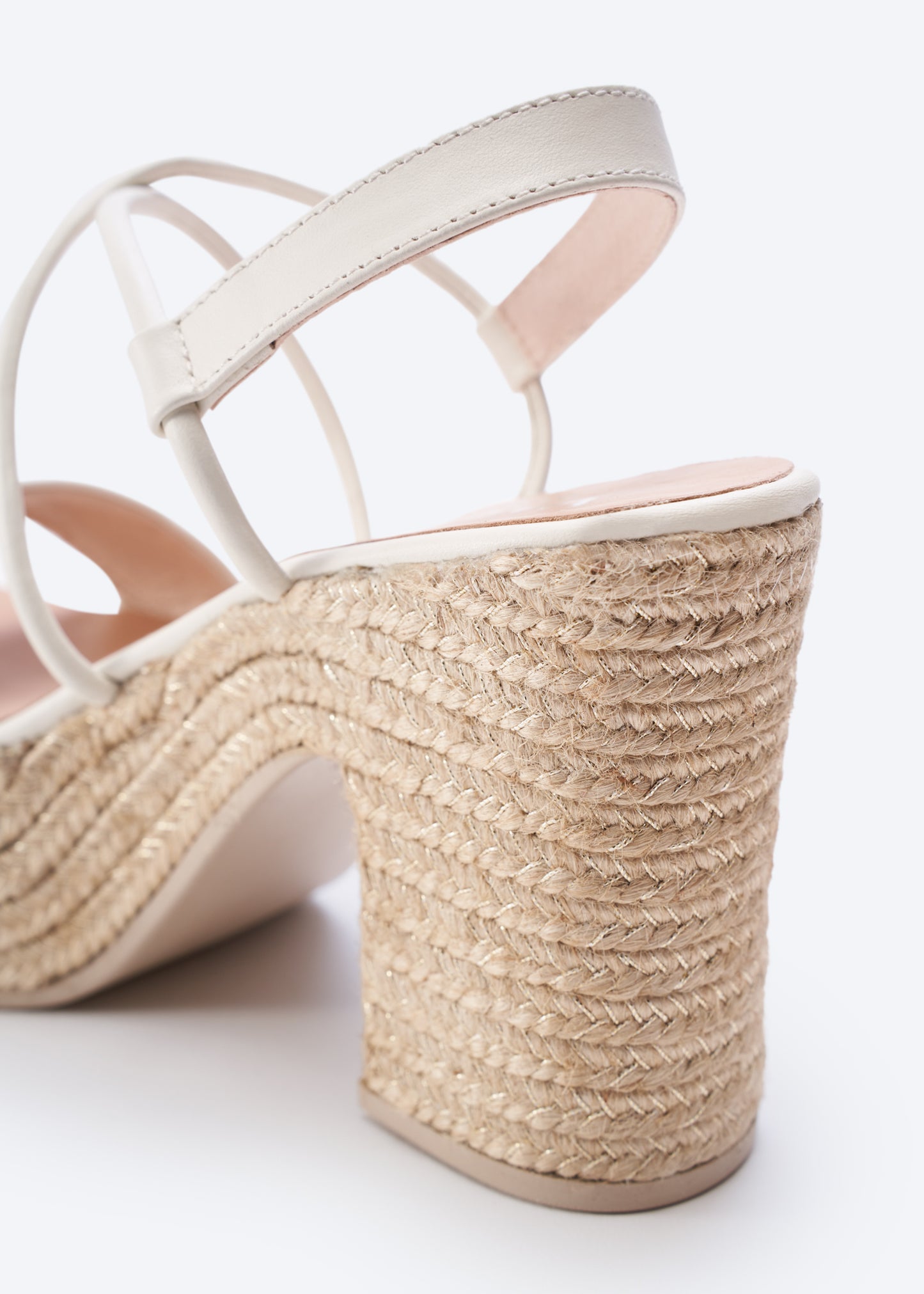 Elia Ivory Leather Women Espadrille Sandal Heel Back Detail