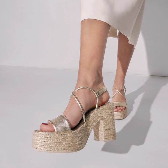 Elia gold strap wedding heels