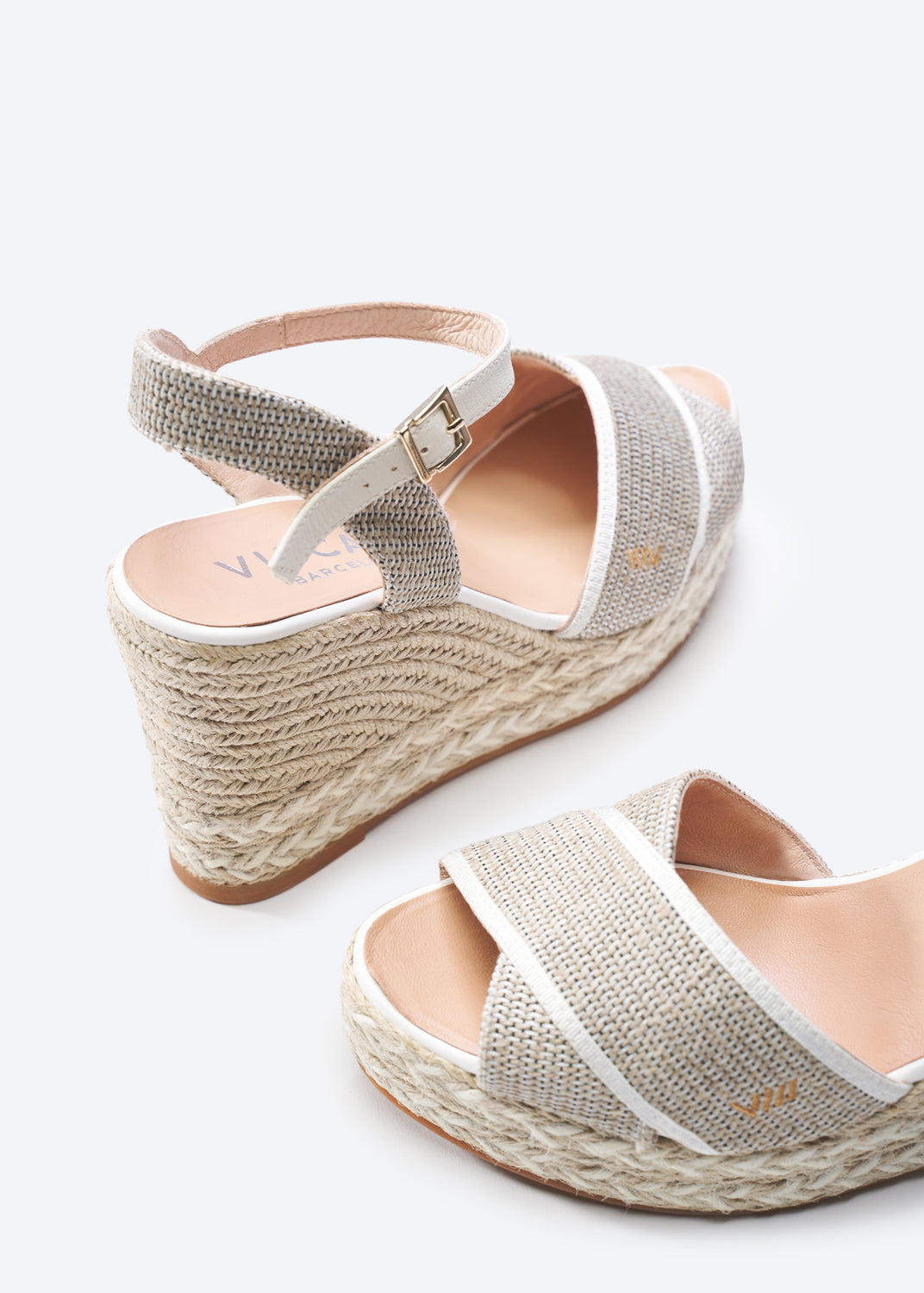 Empuria Ivory Canvas Ankle Strap Woman Espadrille Sandals