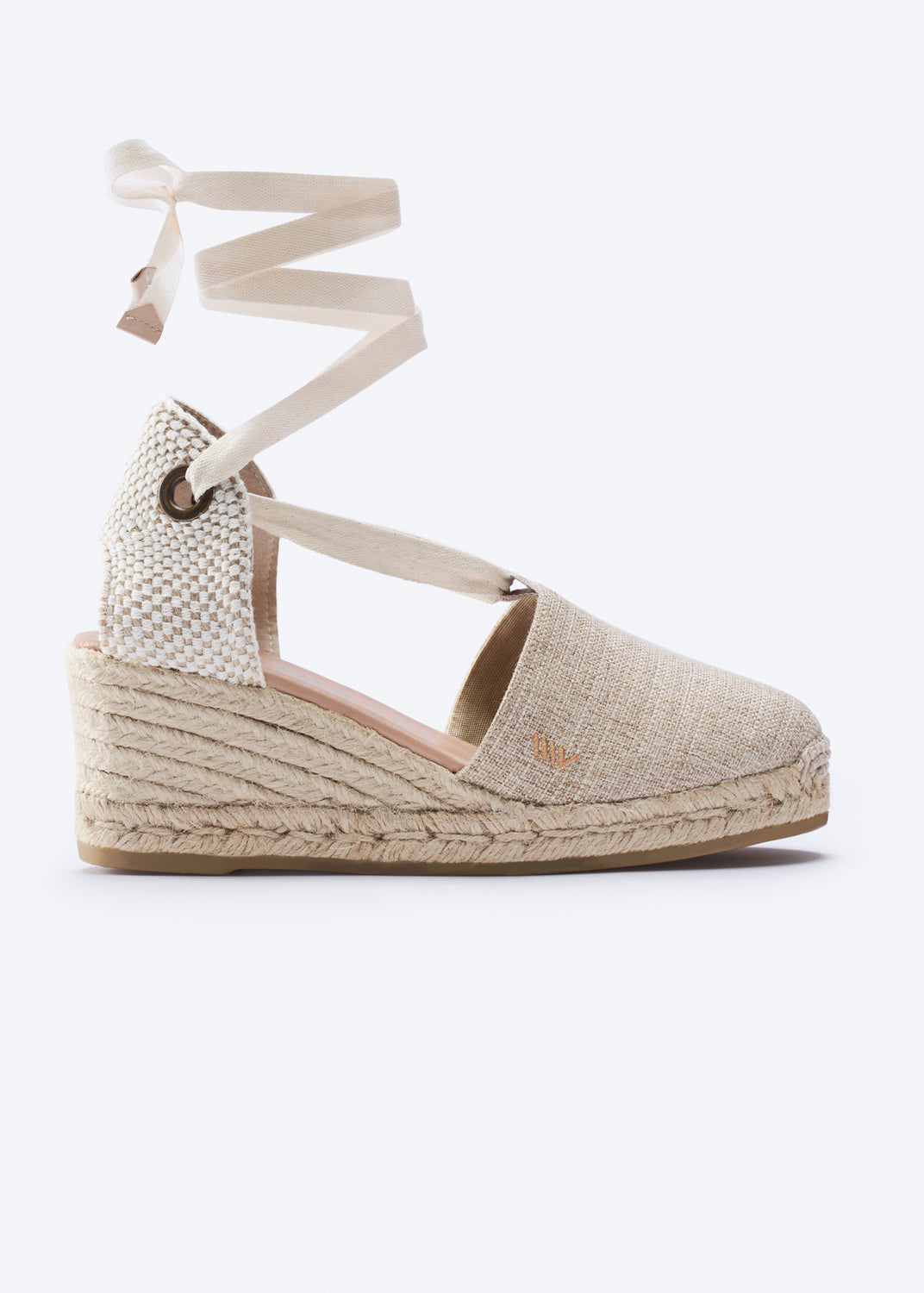 Escala Limited Edition Gold Canvas Lace Up Women Espadrille Wedge