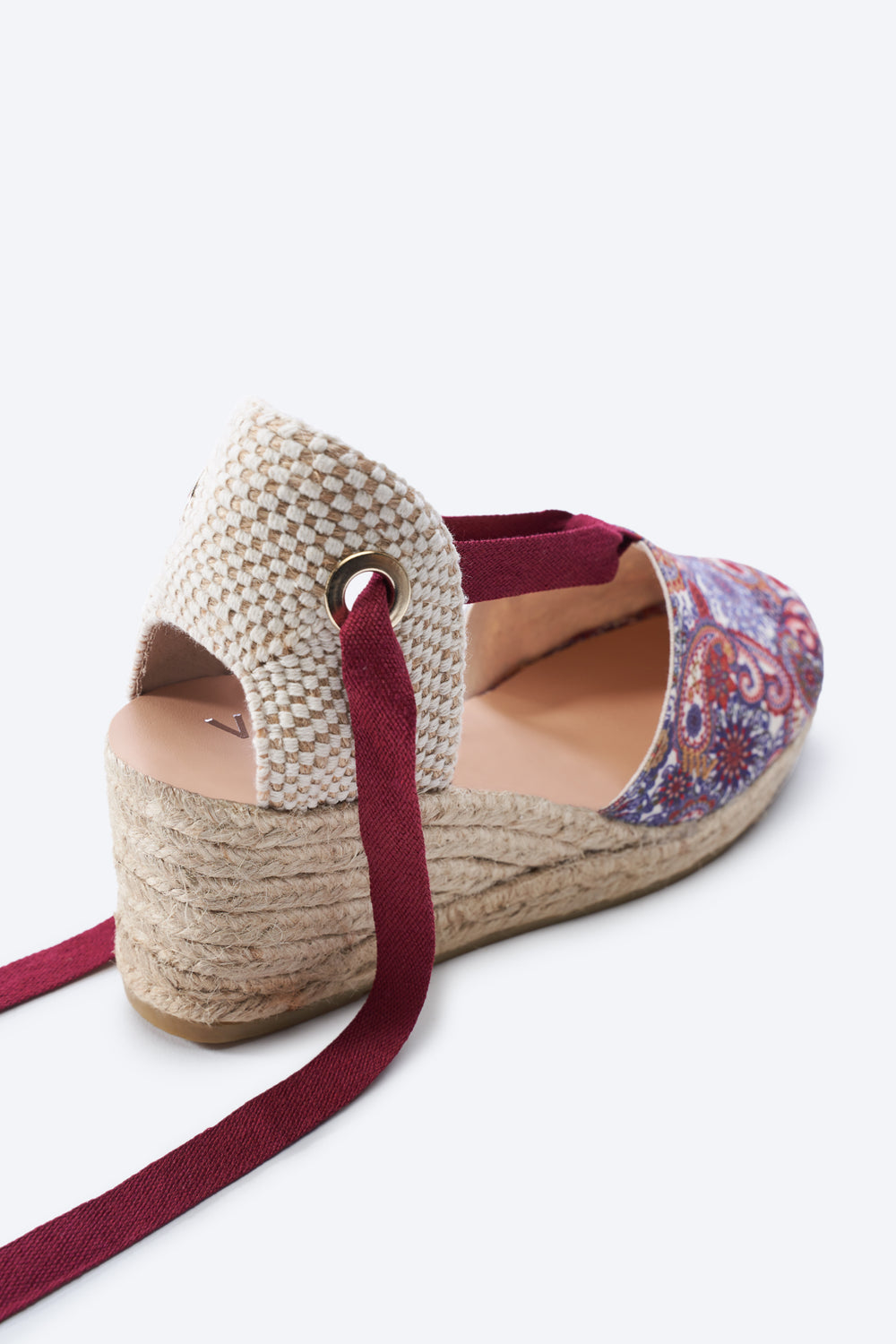 Escala Limited Edition Paisley Canvas Lace Up Women Espadrille Wedge Flexible Back