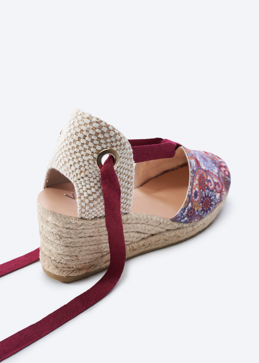 Escala Limited Edition Paisley Canvas Lace Up Women Espadrille Wedge Flexible Back