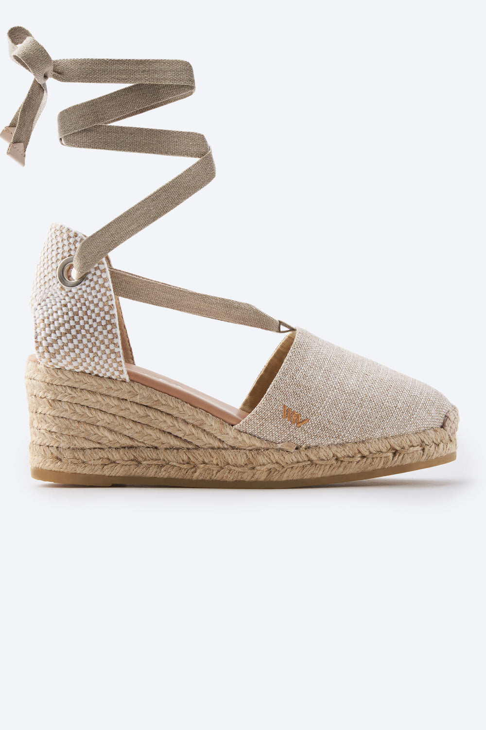 Escala Limited Edition Silver Canvas Lace Up Women Espadrille Wedge