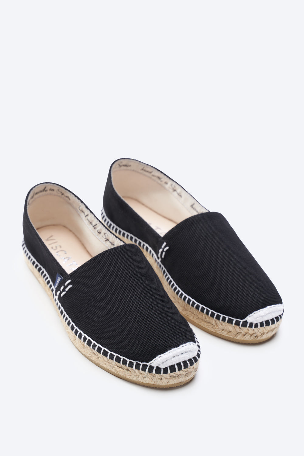 Llafranc Black Canvas Slip On Women Closed Toe Espadrille Flats