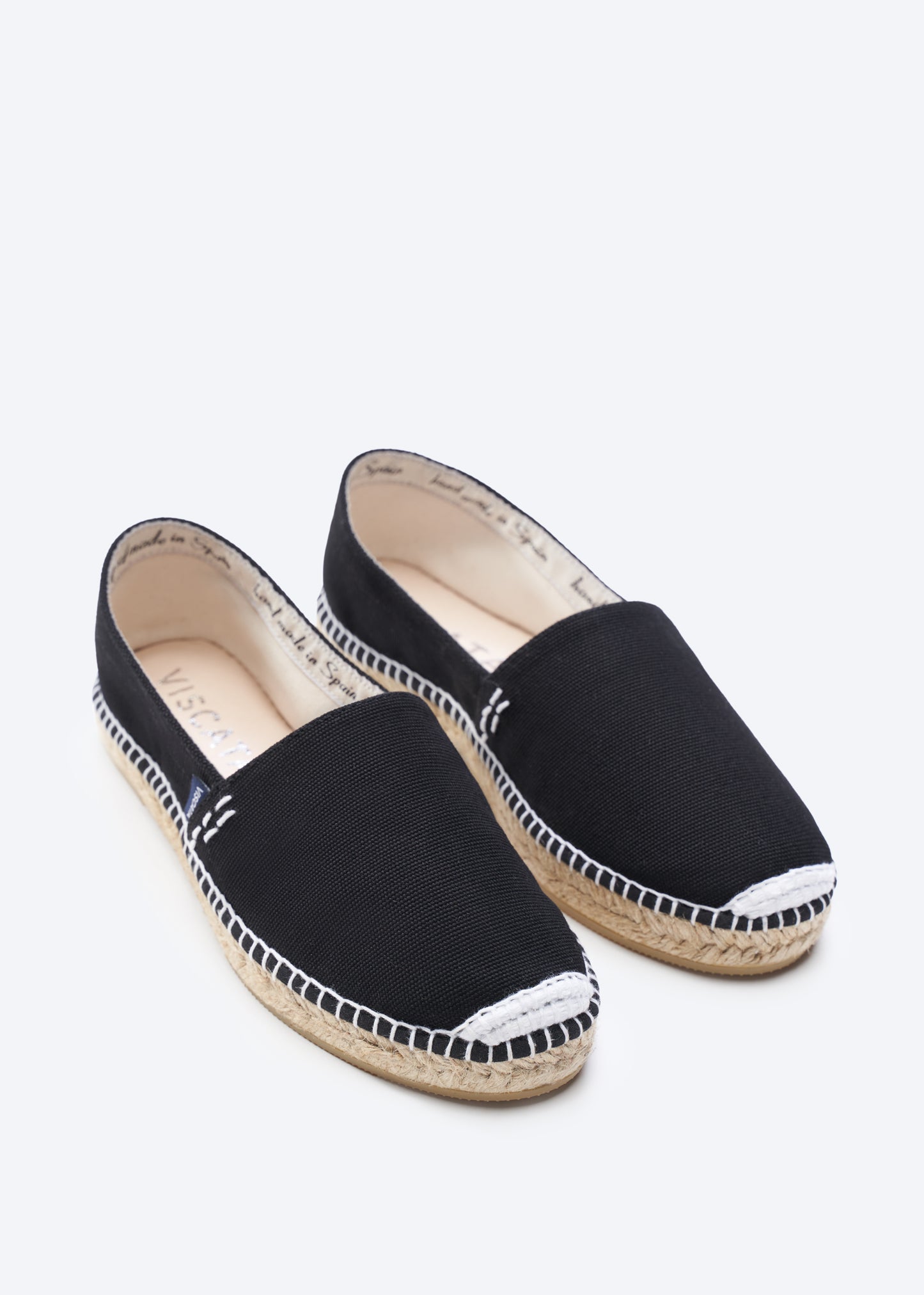 Llafranc Black Canvas Slip On Women Closed Toe Espadrille Flats