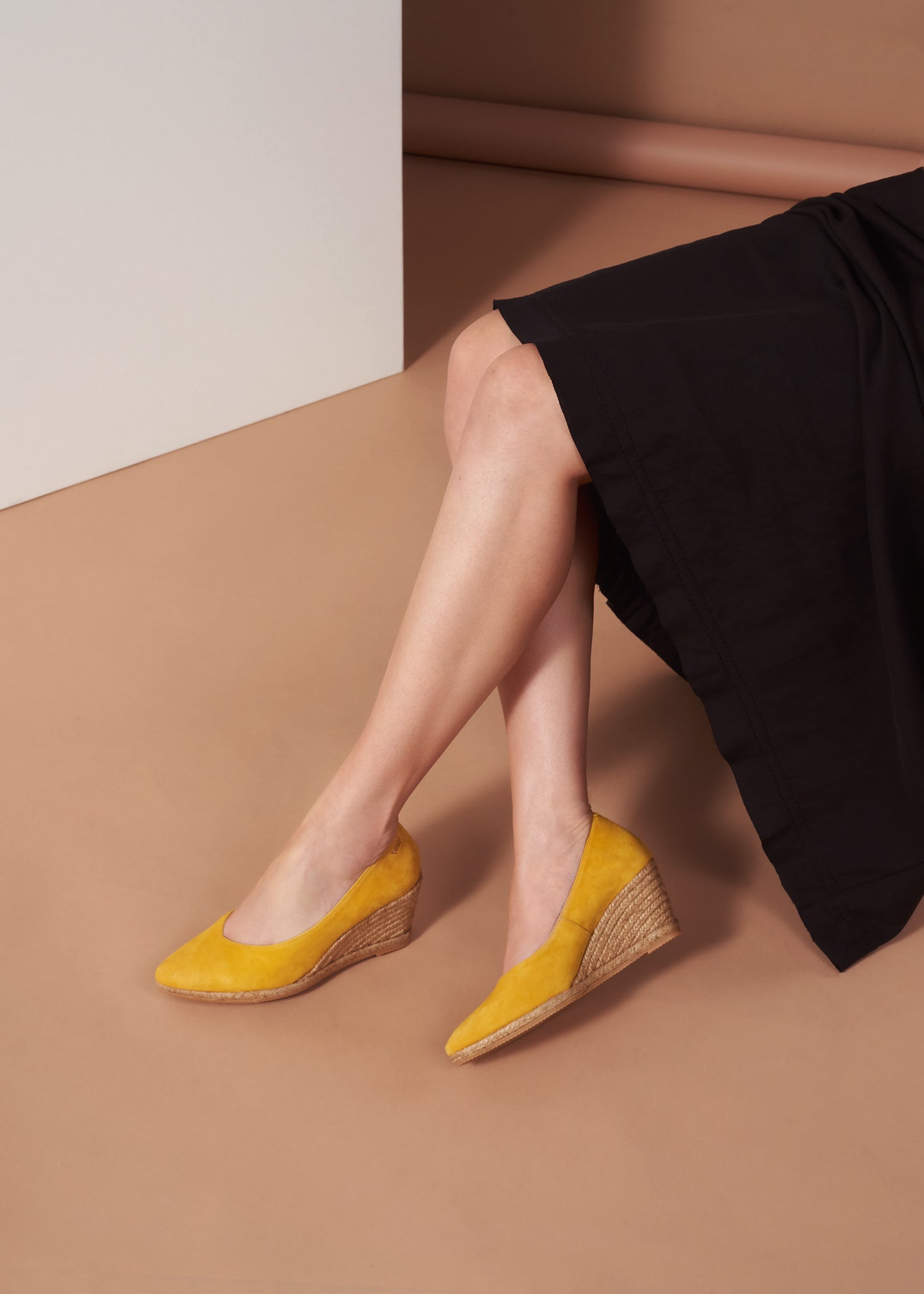 Roses mustard suede women espadrilles