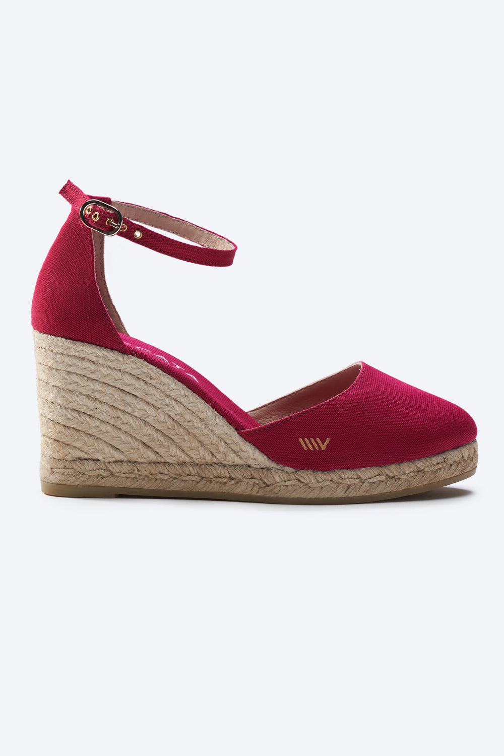 Estartit Limited Edition Cherry Canvas Ankle Strap Women High Heel Espadrille Wedge