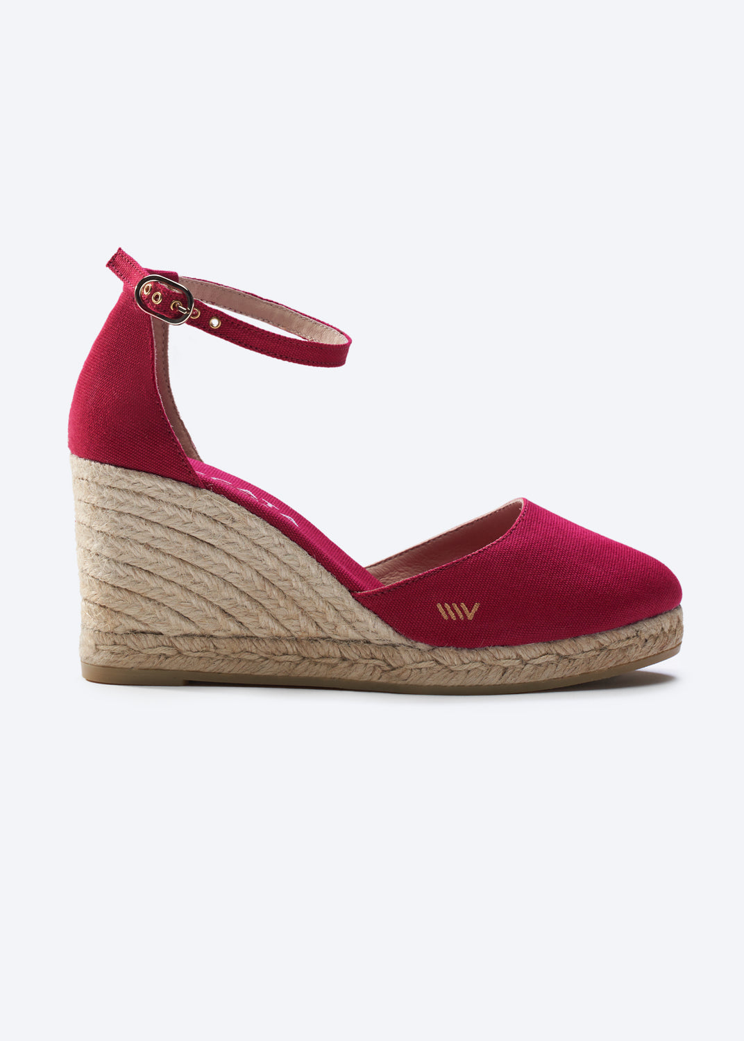 Estartit Limited Edition Cherry Canvas Ankle Strap Women High Heel Espadrille Wedge