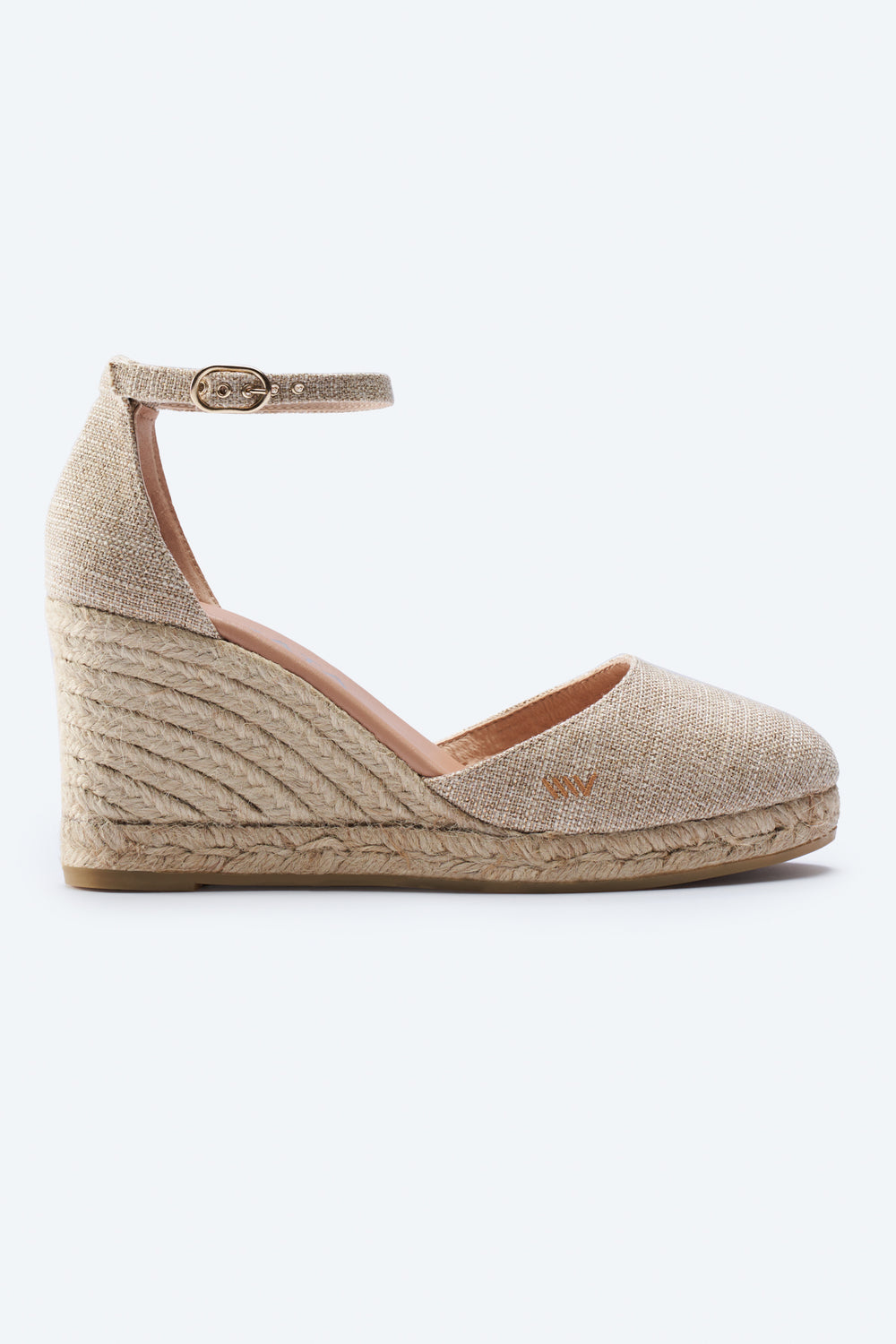 Estartit Limited Edition Gold Canvas Ankle Strap Women High Heel Espadrille Wedge