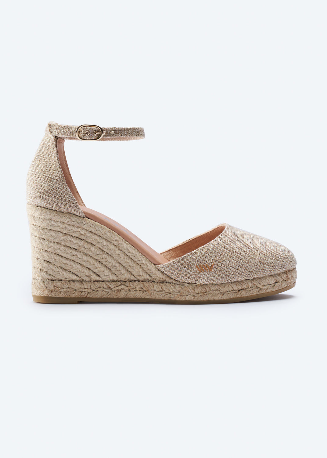 Estartit Limited Edition Gold Canvas Ankle Strap Women High Heel Espadrille Wedge