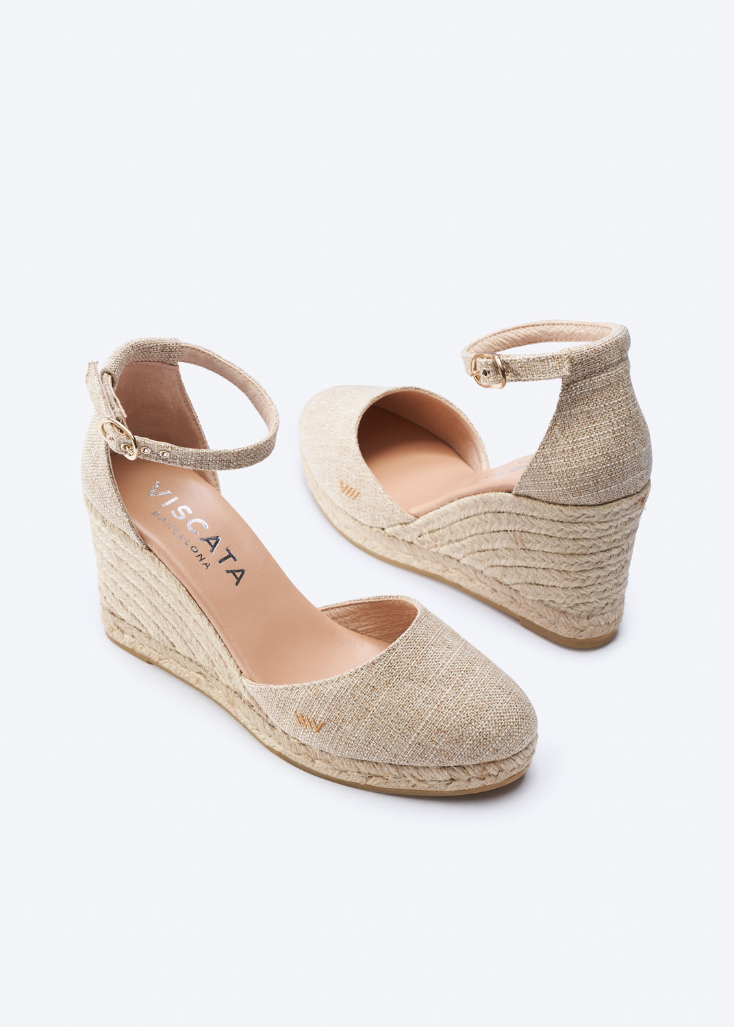 Estartit Limited Edition Gold Canvas Ankle Strap Women Espadrille Wedges