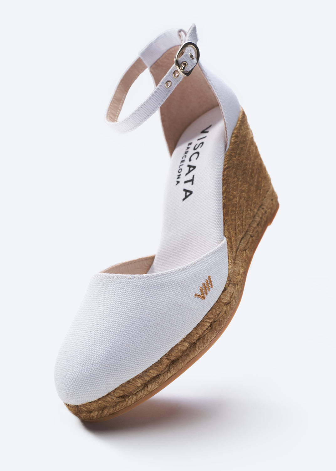 Estartit Limited Edition White Canvas Ankle Strap Women Espadrille Wedge