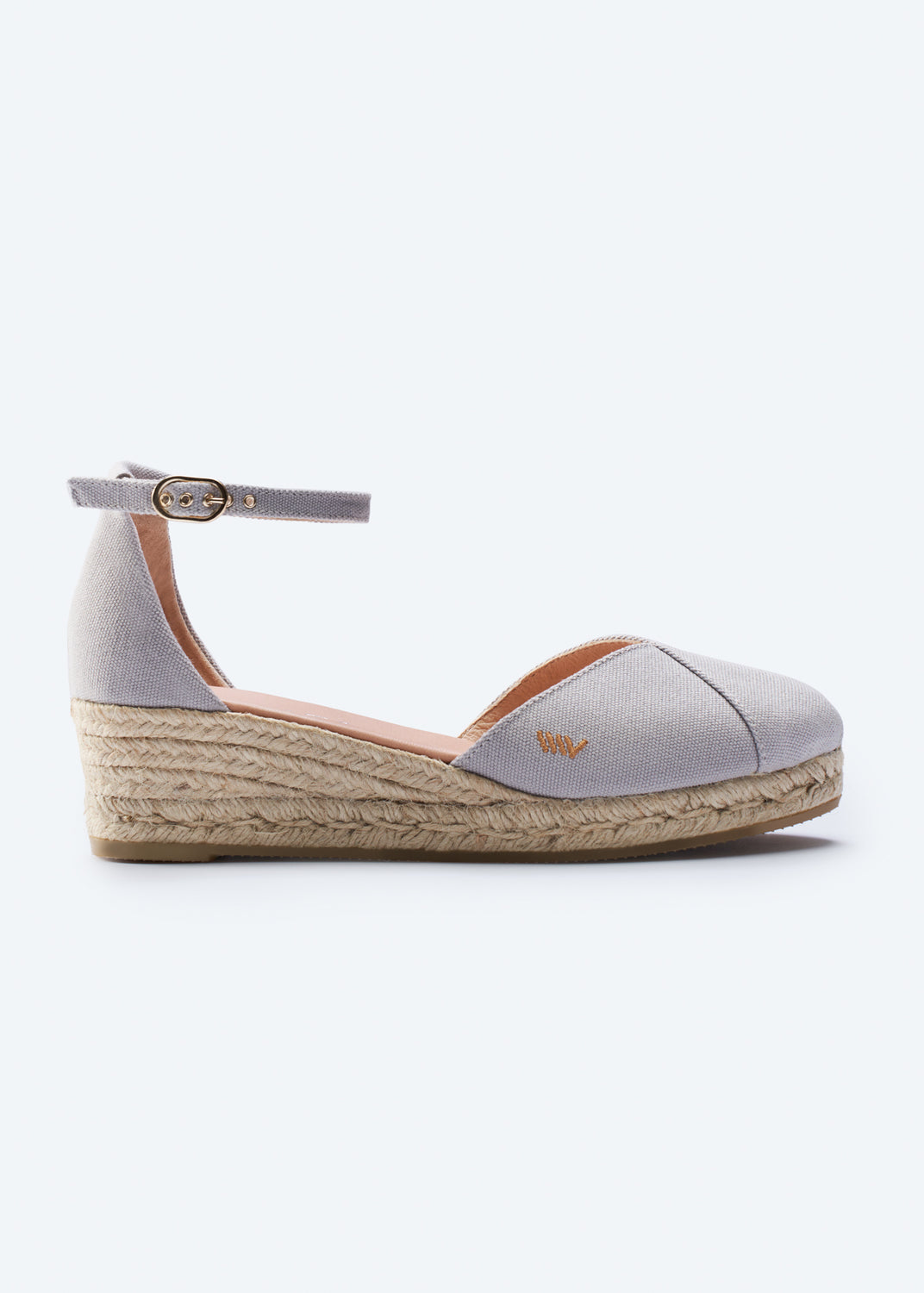 Formiga Ash Grey Canvas Ankle Strap Women Espadrille Wedge