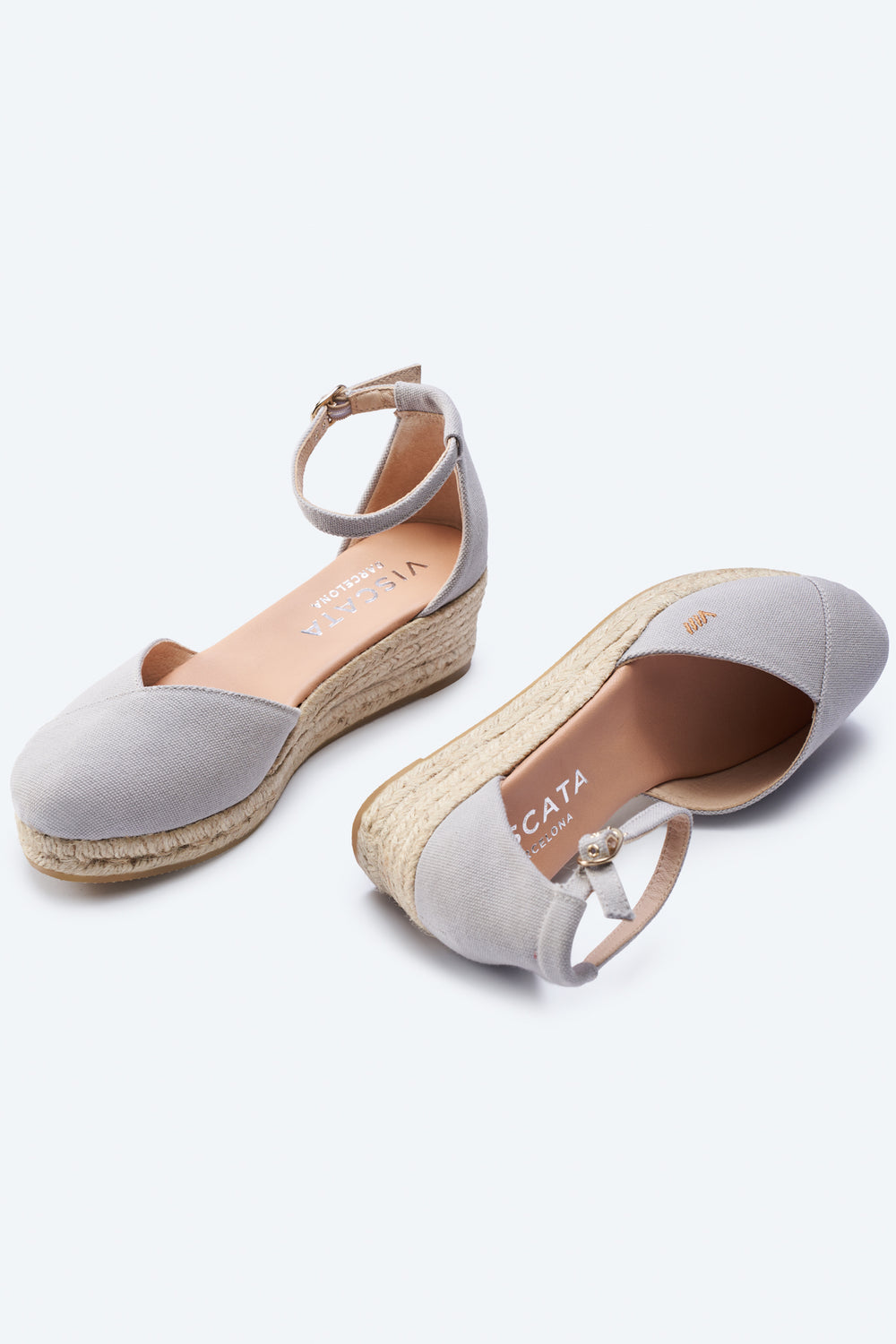 Formiga Ash Grey Canvas Ankle Strap Women Espadrille Wedges