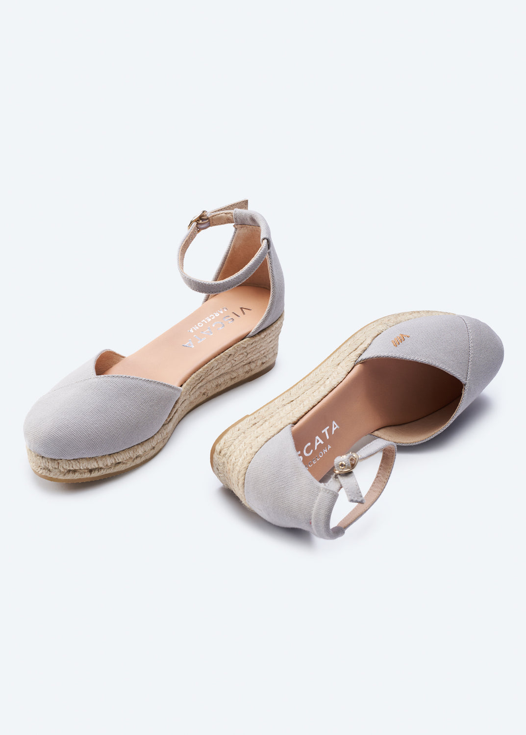 Formiga Ash Grey Canvas Ankle Strap Women Espadrille Wedges