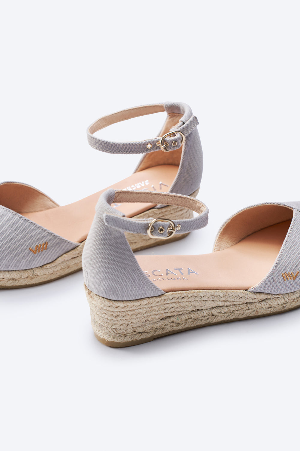 Formiga Ash Grey Canvas Women Espadrille Wedges Ankle Strap Detail