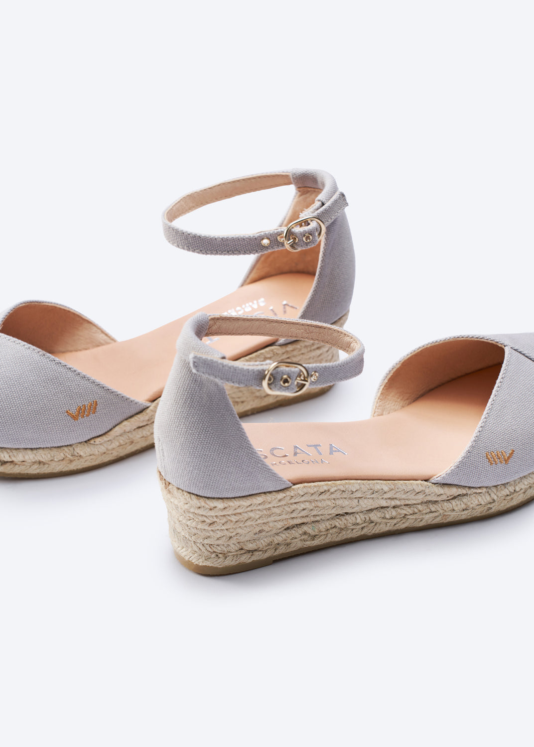 Formiga Ash Grey Canvas Women Espadrille Wedges Ankle Strap Detail