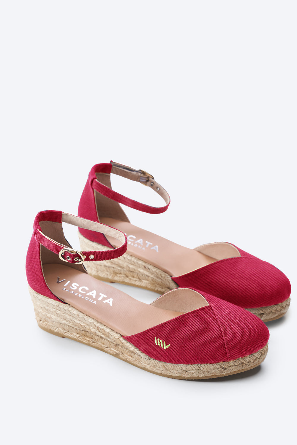 Formiga Limited Edition Cherry Canvas Ankle Strap Women Espadrille Low Wedges