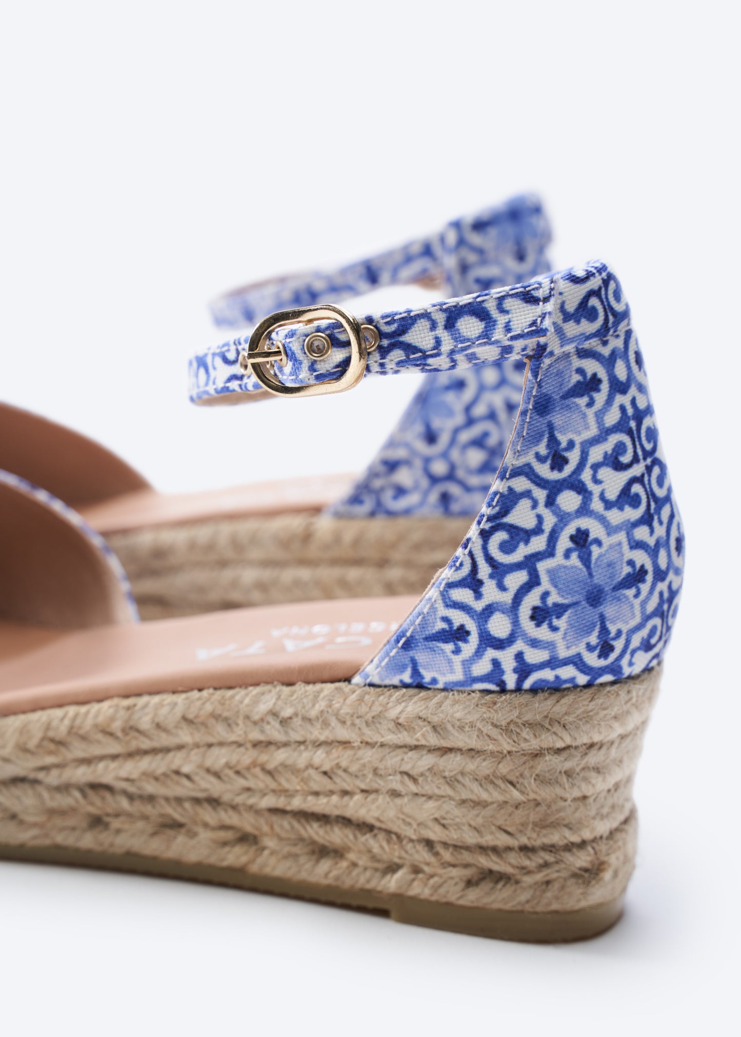 Formiga Limited Edition Majolica Canvas Ankle Strap Women Espadrille Wedges Back Detail