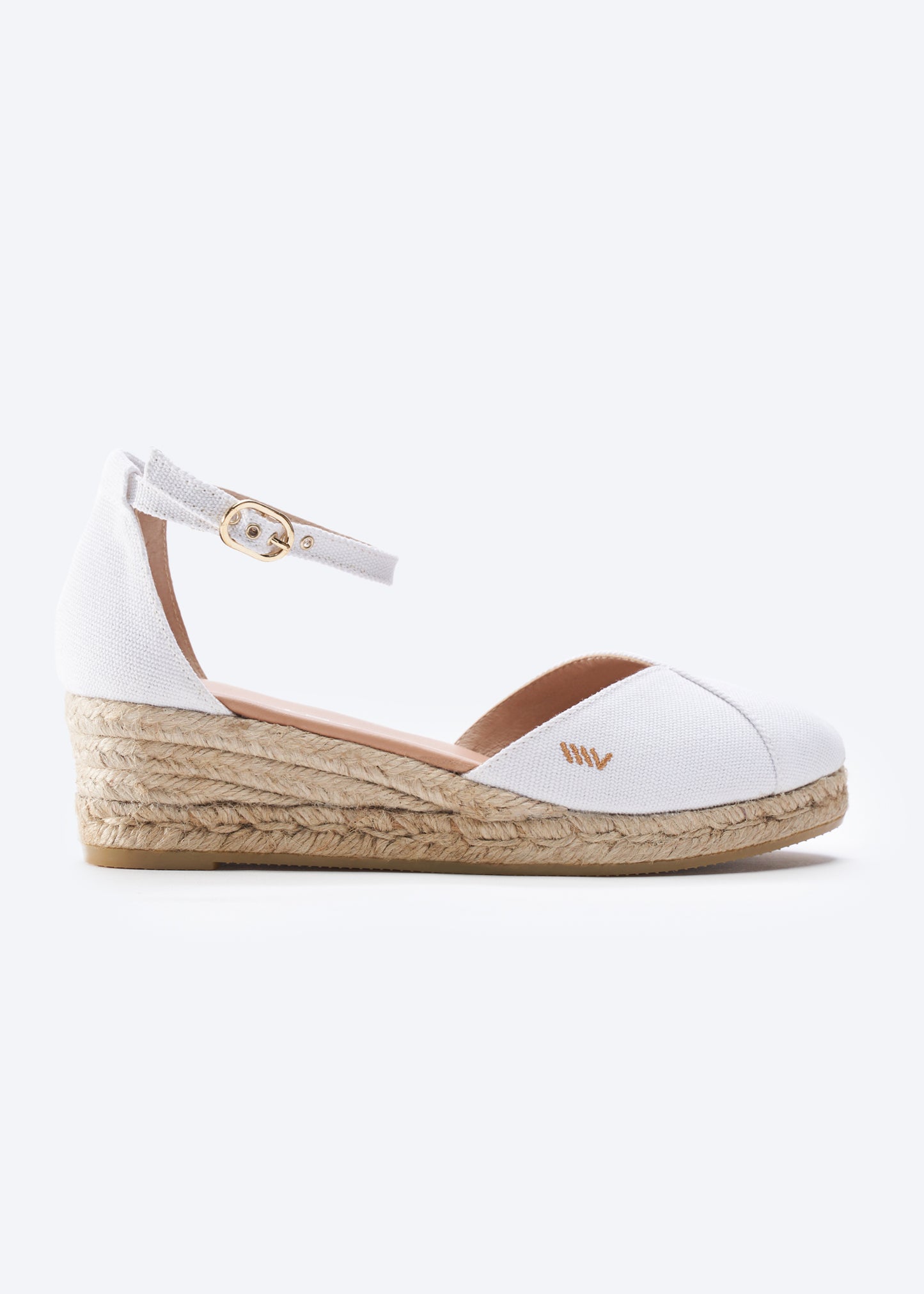 Formiga Limited Edition White Canvas Ankle Strap Women Espadrille Wedge