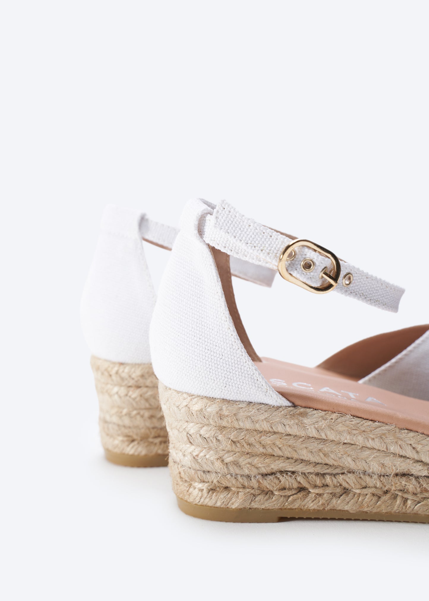 Formiga Limited Edition White Canvas Women Espadrille Wedges Ankle Strap Detail