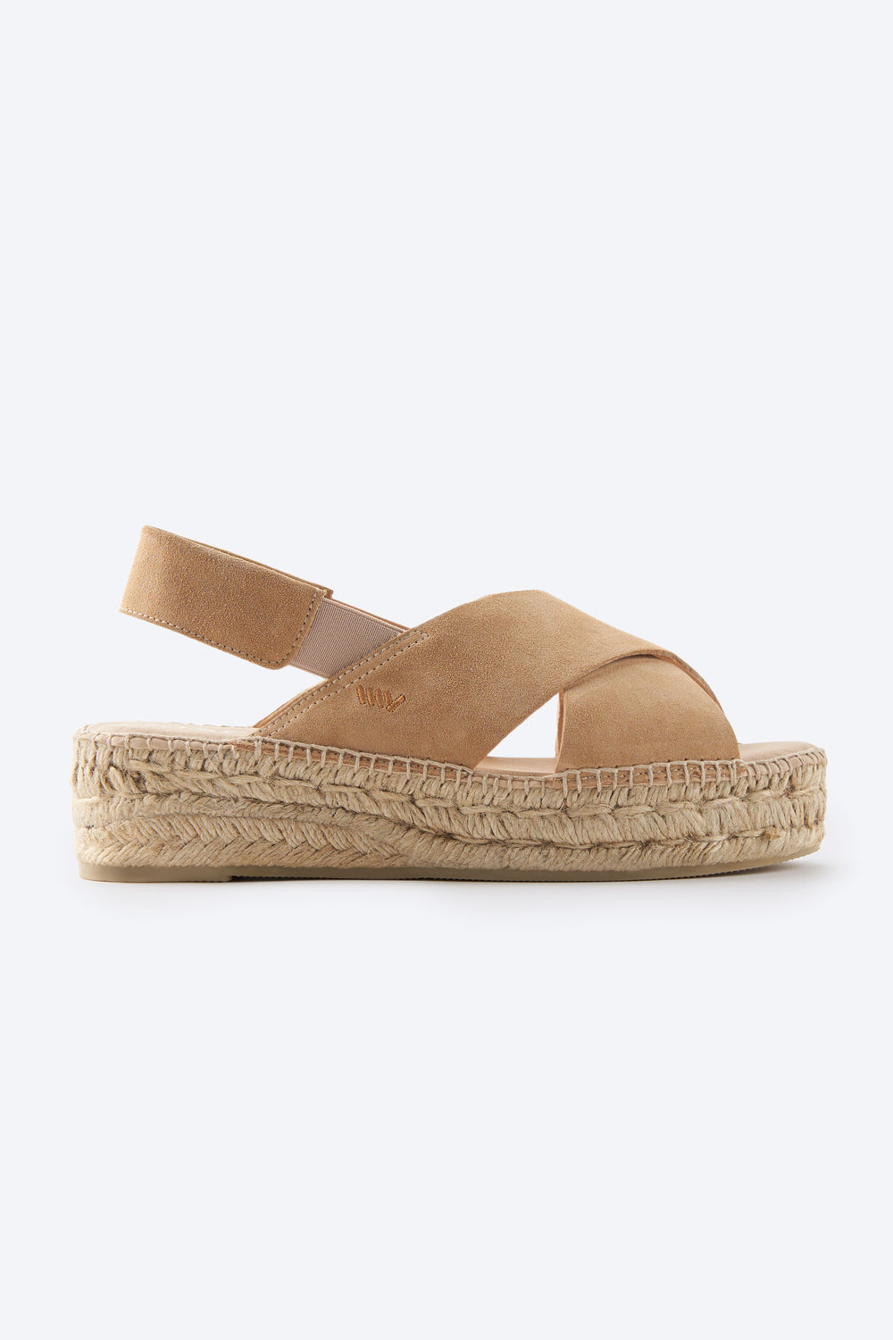 Garbi Camel Suede Slingback Woman Crossed Open Toe Espadrille Flatforms