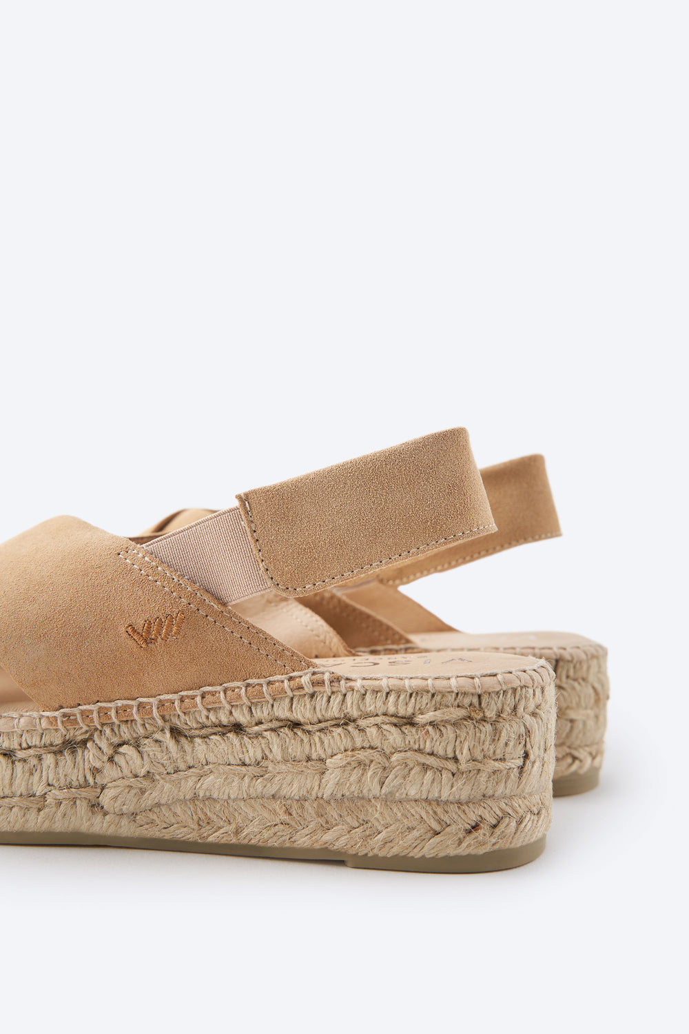 Garbi Camel Suede Woman Crossed Open Toe Espadrille Flatforms Elastic Slingback Detail