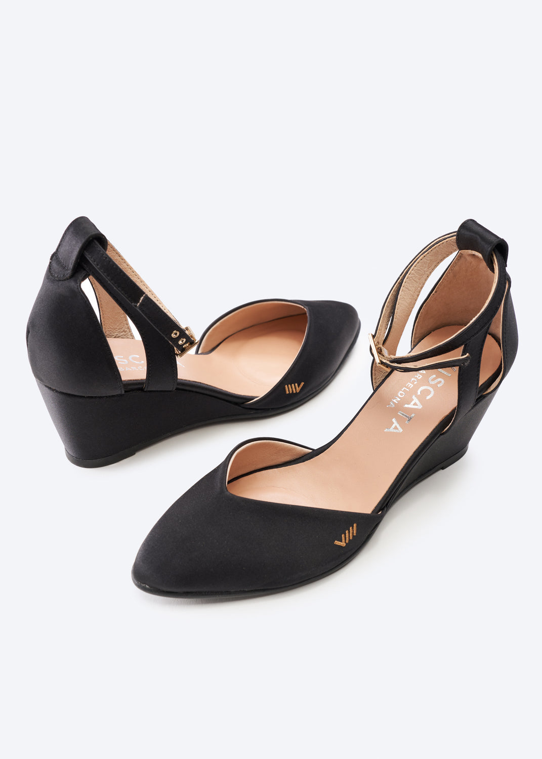 women's dress wedge shoes Trary Navy Blue Wedges Heels for Women Pumps Round Toe Mid Heels Comfortable Closed Toe Dressy Women Pumps Shoes for Wedding Work Office Party 1.8 Inches strap with a buckle allows on/off and adjustment Esme 1930s Wedges (Gold/Black) 9
