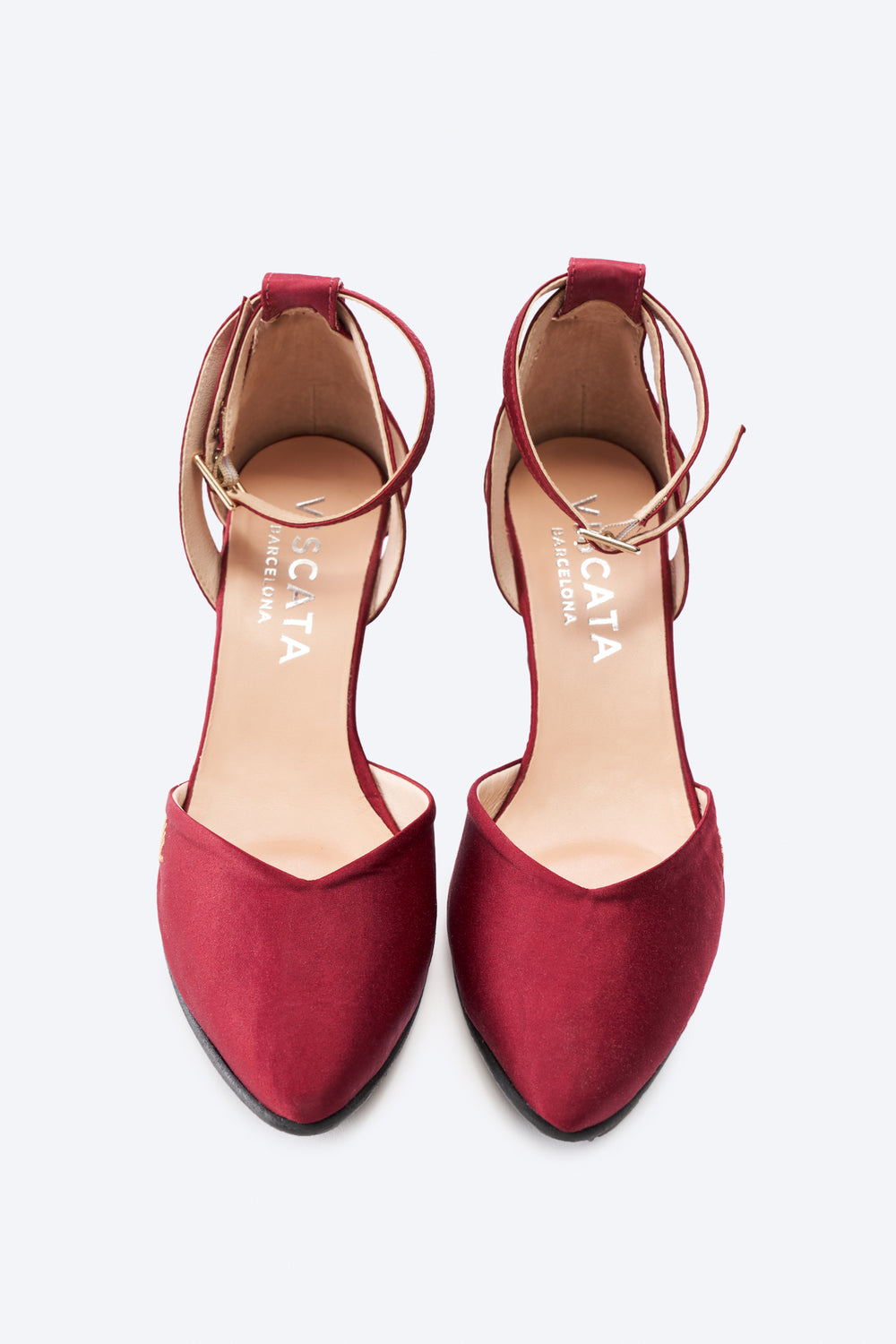 Garda Burgundy Silk Ankle Strap Woman Medium Wedges