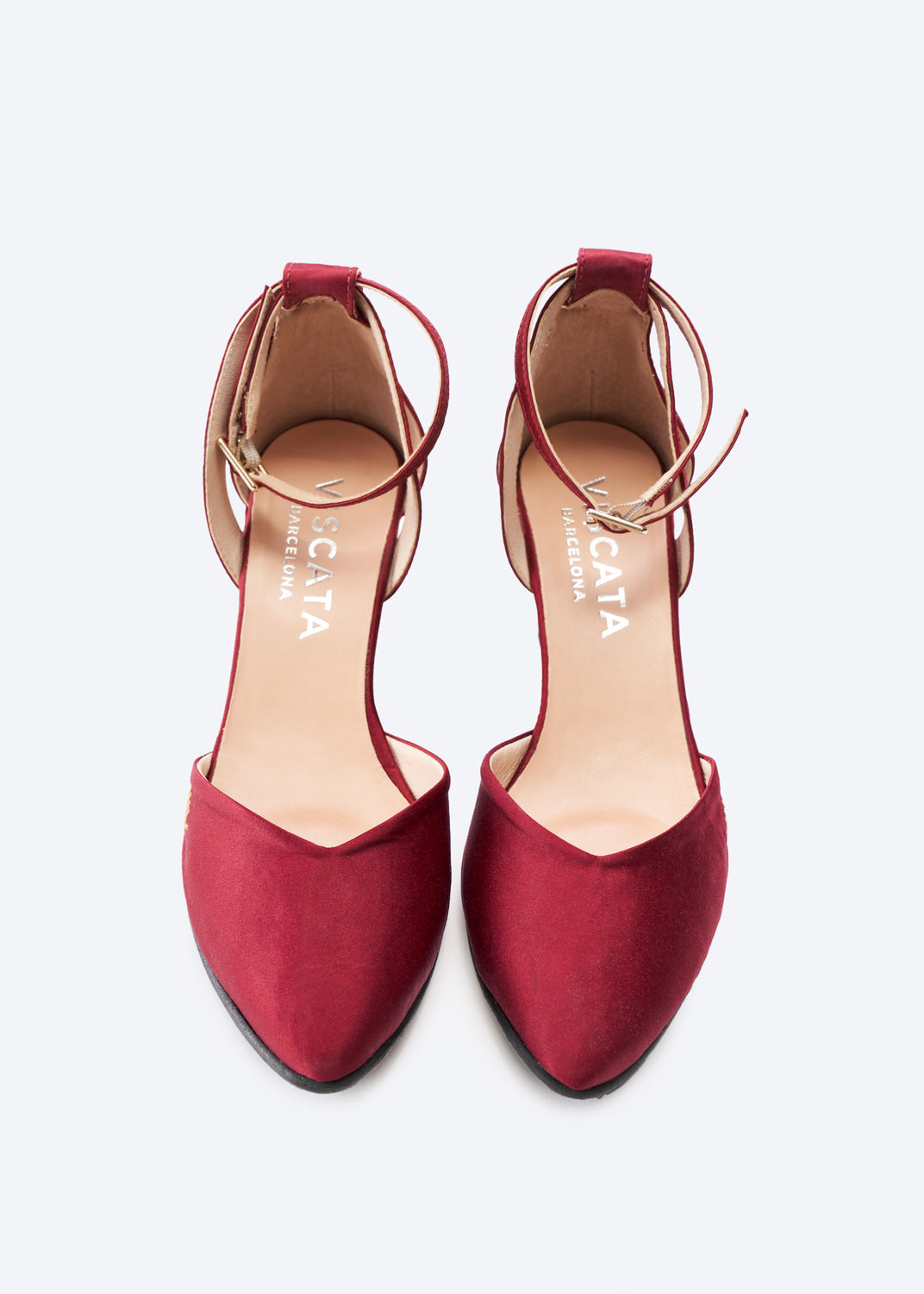 Garda Burgundy Silk Ankle Strap Woman Medium Wedges